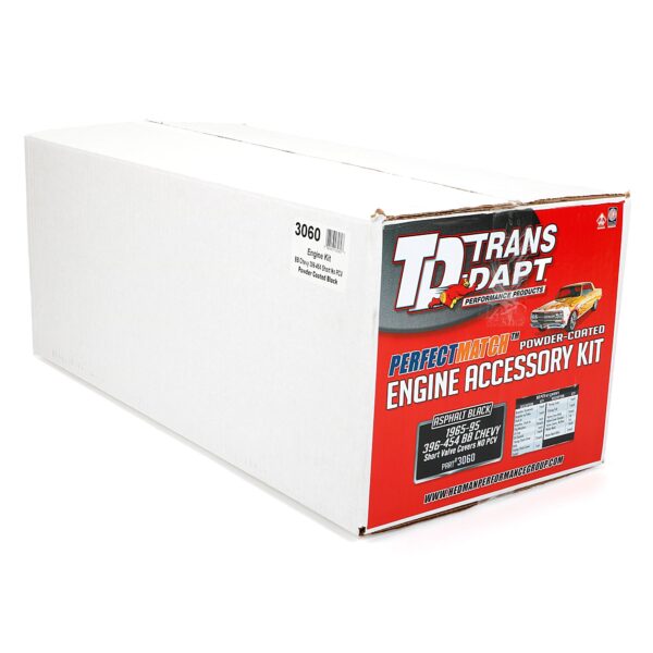 TRANS-DAPT PERFORMANCE PRODUCTS POWDER-COATED ENGINE KIT WITHOUT PCV; 1965-95 BB CHEVROLET 396-454 (MARK IV); SHORT VALVE COVERS- ASPHALT BLACK