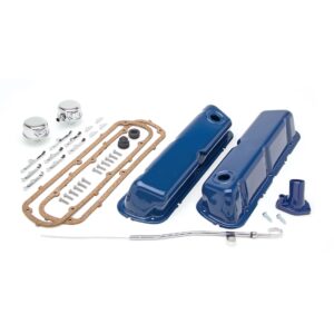 TRANS-DAPT PERFORMANCE PRODUCTS POWDER-COATED ENGINE KIT; 1962-85 SB FORD 260-351W (WINDSOR BLOCK); SHORT VALVE COVERS- FORD BLUE