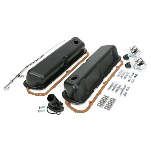 TRANS-DAPT PERFORMANCE PRODUCTS POWDER-COATED ENGINE KIT; 1962-85 SB FORD 260-351W (WINDSOR BLOCK); SHORT VALVE COVERS- ASPHALT BLACK