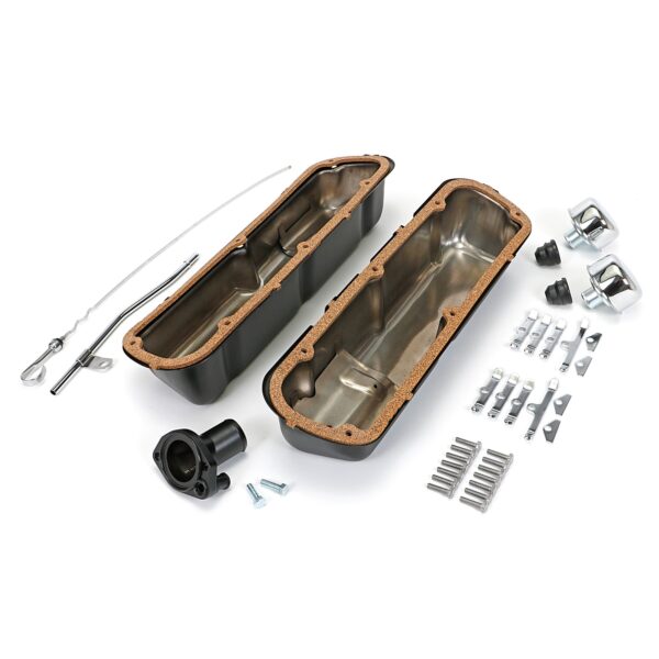 TRANS-DAPT PERFORMANCE PRODUCTS POWDER-COATED ENGINE KIT; 1962-85 SB FORD 260-351W (WINDSOR BLOCK); SHORT VALVE COVERS- ASPHALT BLACK