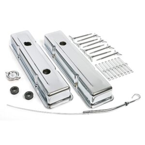 TRANS-DAPT PERFORMANCE PRODUCTS O.E.M. STYLE ENGINE DRESS-UP KIT; SHORT VALVE COVERS; 1978-1986 CHEVROLET 5.0/5.7L- CHROME