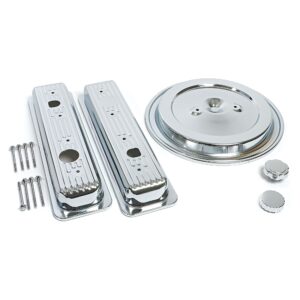 TRANS-DAPT PERFORMANCE PRODUCTS CHEVY TRUCK ENGINE DRESS-UP KIT; DUAL BOLT AIR CLEANER; 1992-1995 GM TRUCK 5.0/5.7L- CHROME