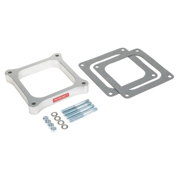 HAMBURGER'S PERFORMANCE PRODUCTS OPEN PLENUM CARBURETOR SPACER- HOLLEY DOMINATOR; 1 IN. TALL- BILLET ALUMINUM