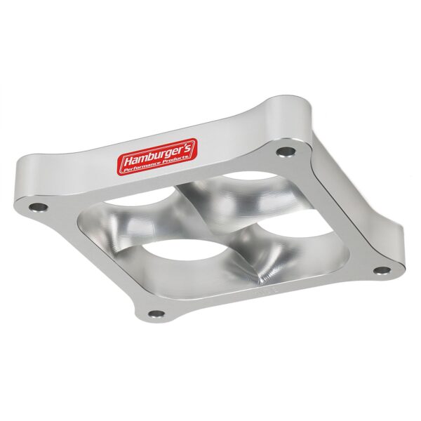 HAMBURGER'S PERFORMANCE PRODUCTS TORQUE-FLOW CARBURETOR SPACER- HOLLEY DOMINATOR- PORTED; 1 IN. TALL- BILLET ALUMINUM