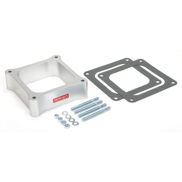 HAMBURGER'S PERFORMANCE PRODUCTS OPEN PLENUM CARBURETOR SPACER- HOLLEY DOMINATOR; 2 IN. TALL- BILLET ALUMINUM