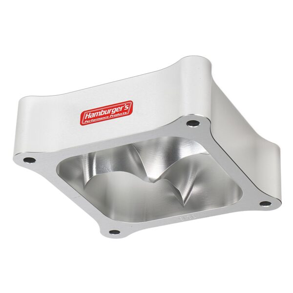 HAMBURGER'S PERFORMANCE PRODUCTS TORQUE-FLOW CARBURETOR SPACER- HOLLEY DDOMINATOR- PORTED; 2 IN. TALL- BILLET ALUMINUM