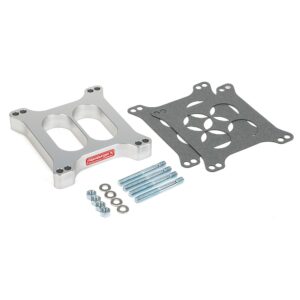 HAMBURGER'S PERFORMANCE PRODUCTS OPEN PLENUM CARBURETOR SPACER- HOLLEY DUAL PLANE; 1 IN. TALL- BILLET ALUMINUM