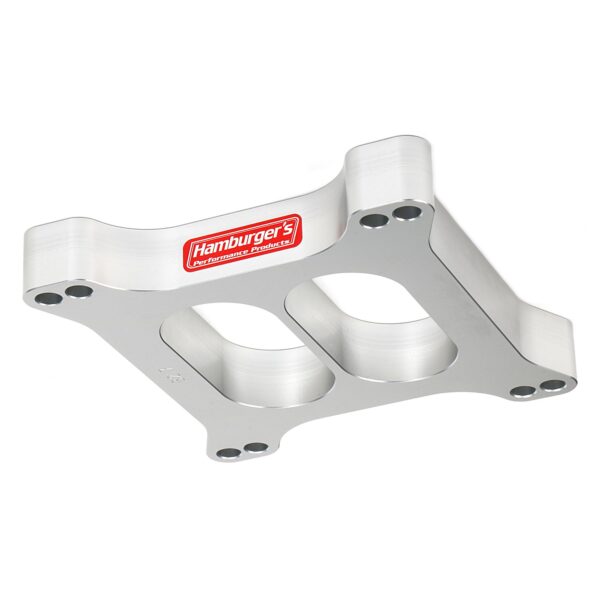 HAMBURGER'S PERFORMANCE PRODUCTS OPEN PLENUM CARBURETOR SPACER- HOLLEY DUAL PLANE; 1 IN. TALL- BILLET ALUMINUM