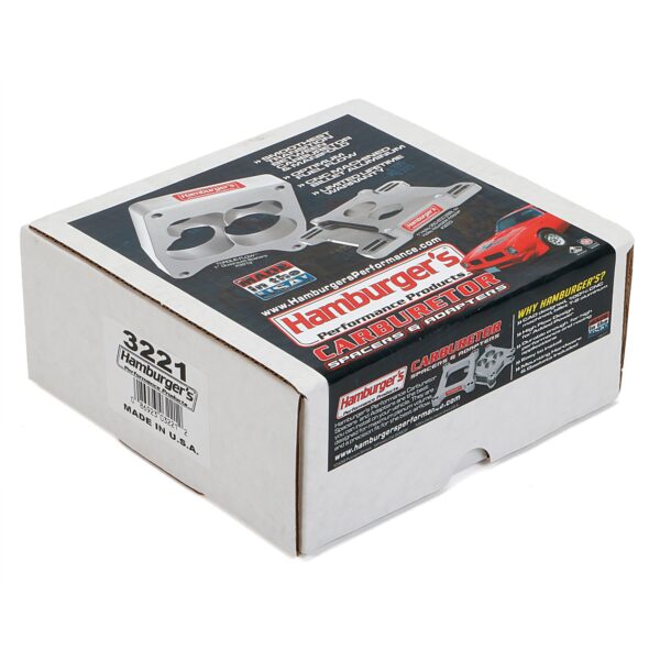 HAMBURGER'S PERFORMANCE PRODUCTS TORQUE-FLOW CARBURETOR SPACER- HOLLEY DUAL PLANE; 2 IN. TALL- BILLET ALUMINUM