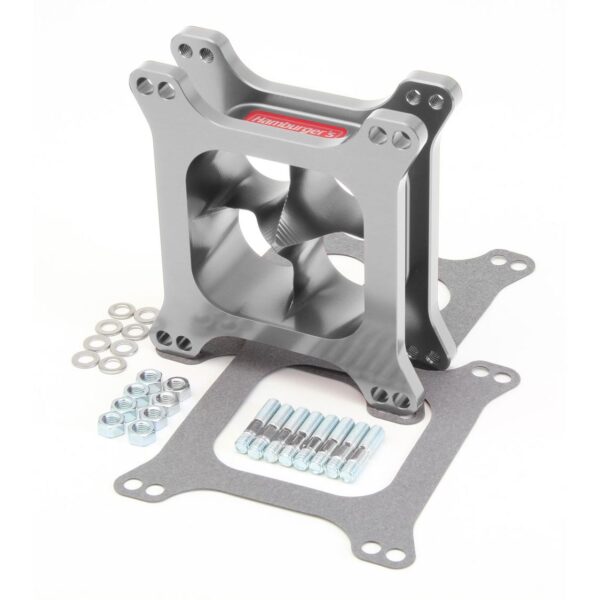 HAMBURGER'S PERFORMANCE PRODUCTS AVS STYLE CARBURETOR SPACER, 2 IN. PORTED TORQUE-FLOW DESIGN- BILLET ALUMINUM