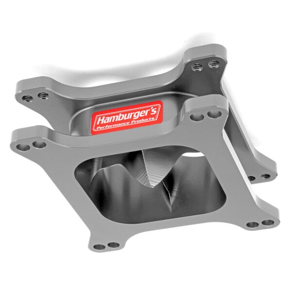 HAMBURGER'S PERFORMANCE PRODUCTS AVS STYLE CARBURETOR SPACER, 2 IN. PORTED TORQUE-FLOW DESIGN- BILLET ALUMINUM