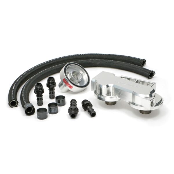 HAMBURGER'S PERFORMANCE PRODUCTS OIL FILTER RELOCATION KIT; DUAL FILTER; INCLUDES REMOTE BASE, BYPASS ADAPTER, OIL LINES AND FITTINGS; FITS SELECT FORD E250, E350, F250 & F350 TRUCKS AND VANS WITH 7.3L DIESEL, AND OTHER ENGINES THAT USE A PH3786 OR EQUIVALENT ENGINE OIL FILTER- CNC MACHINED BILLET ALUMINUM
