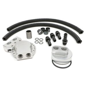 HAMBURGER'S PERFORMANCE PRODUCTS OIL FILTER RELOCATION KIT; MULTI-POSITION PORT; -12AN PORTS; INCLUDES REMOTE BASE, BYPASS ADAPTER, OIL LINES AND FITTINGS;FITS SELECT FORD E250, E350, F250 & F350 TRUCKS AND VANS WITH 7.3L DIESEL, AND OTHER ENGINES THAT USE A PH3786 OR EQUIVALENT ENGINE OIL FILTER- CNC MACHINED BILLET ALUMINUM