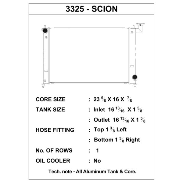CSF 3325 - 05-10 Scion tC Radiator (Discontinued)