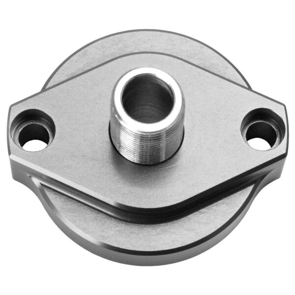HAMBURGER'S PERFORMANCE PRODUCTS BOLT-ON BYPASS ADAPTER; SB/BB CHEVY ENGINES WITH FACTORY STYLE FILTER (NO BYPASS)- BILLET ALUMINUM