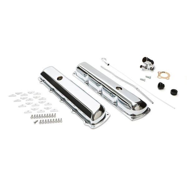 TRANS-DAPT PERFORMANCE PRODUCTS OLDS AND PONTIAC ENGINE DRESS-UP KIT; OFFSET PCV VALVE COVERS; OLDS 330-455 OR PONTIAC 403- CHROME