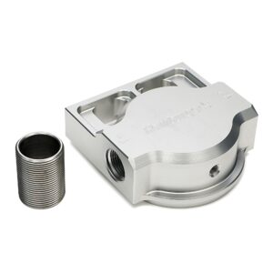 SINGLE Remote Oil Filter Base; Fits HP6; Flows Left to Right- Billet Aluminum