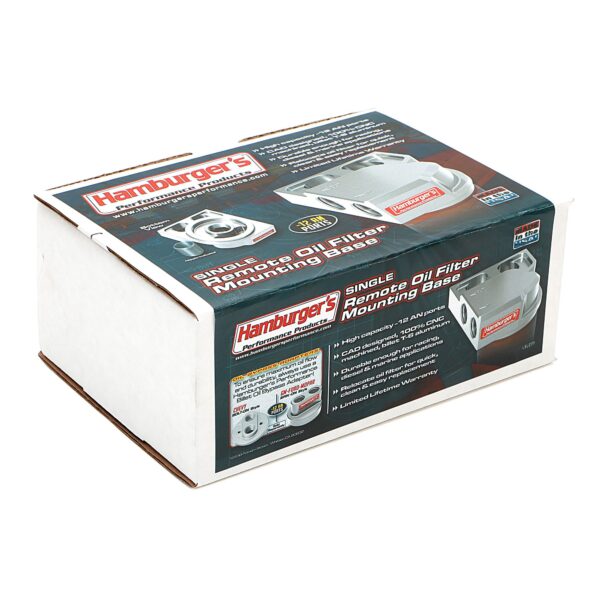 SINGLE Remote Oil Filter Base; Fits HP6; Flows Left to Right- Billet Aluminum