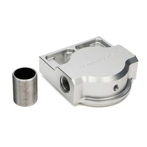 SINGLE Remote Oil Filter Base; Fits PH3786; Flows Left to Right- Billet Aluminum