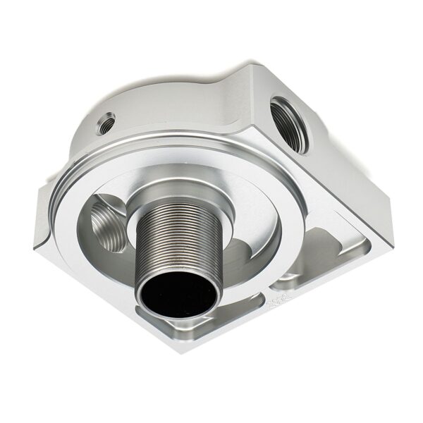 SINGLE Remote Oil Filter Base; Fits PH3786; Flows Left to Right- Billet Aluminum