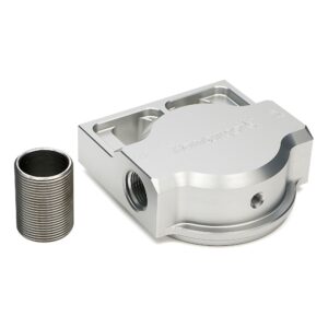 SINGLE Remote Oil Filter Base; Fits HP6; Flows Right to Left- Billet Aluminum