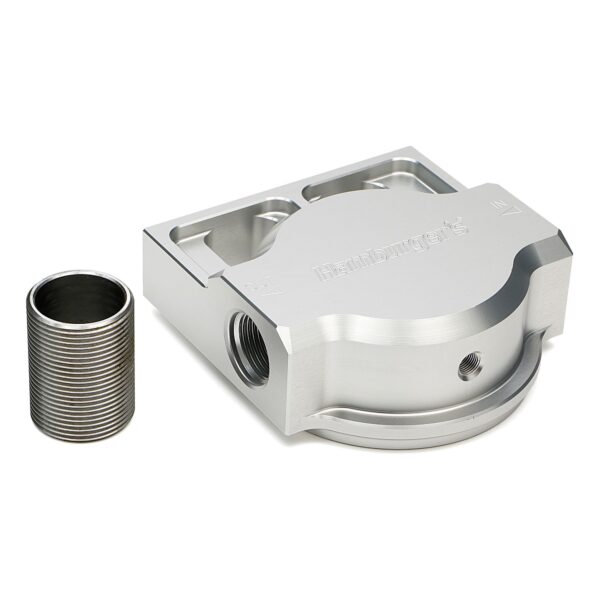 SINGLE Remote Oil Filter Base; Fits HP6; Flows Right to Left- Billet Aluminum