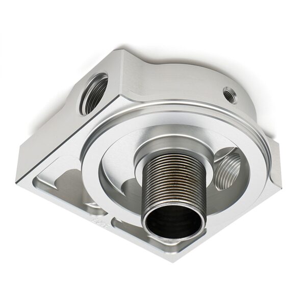 SINGLE Remote Oil Filter Base; Fits HP6; Flows Right to Left- Billet Aluminum