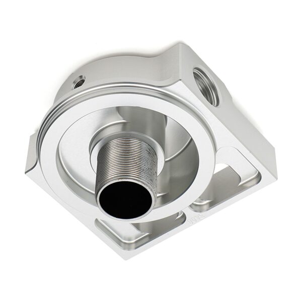 SINGLE Remote Oil Filter Base; Fits PH3786; Flows Right to Left- Billet Aluminum