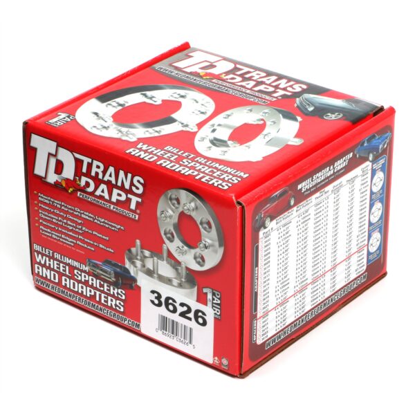 TRANS-DAPT PERFORMANCE PRODUCTS BILLET WHEEL SPACERS; 6 LUG ON 5.5 IN. BOLT PATTERN DIAMETER; 12MM X 1.5 STUDS; 1 1/4 IN. THICK