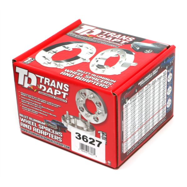 TRANS-DAPT PERFORMANCE PRODUCTS BILLET WHEEL SPACERS; 6 LUG ON 5.5 IN. BOLT PATTERN DIAMETER; 12MM X 1.5 STUDS; 1 1/2 IN. THICK