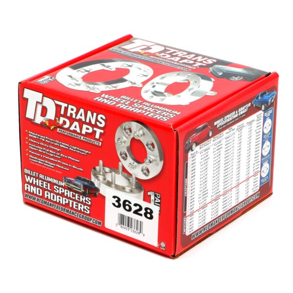TRANS-DAPT PERFORMANCE PRODUCTS BILLET WHEEL SPACERS; 6 LUG ON 5.5 IN. BOLT PATTERN DIAMETER; 14MM X 1.5 STUDS; 1 1/2 IN. THICK