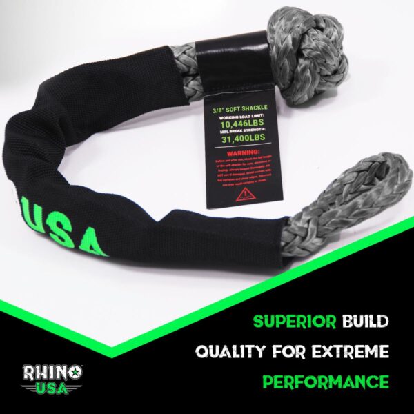 RHINO USA SYNTHETIC SOFT SHACKLE (2PK 3/8"X22") (GRAY)