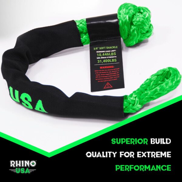 RHINO USA SYNTHETIC SOFT SHACKLE (1PK 3/8"X22") (GREEN)