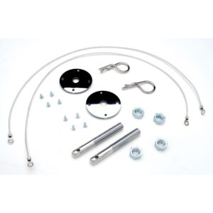 TRANS-DAPT PERFORMANCE PRODUCTS HAIRPIN STYLE HOOD PIN SET WITH LANYARDS (1 PR.)- CHROME