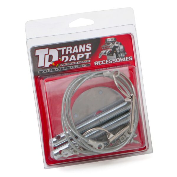 TRANS-DAPT PERFORMANCE PRODUCTS FLIP-OVER STYLE HOOD PIN SET WITH LANYARDS; 3/16 IN. PINS (1 PR.)- CHROME