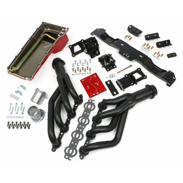 TRANS-DAPT PERFORMANCE PRODUCTS SWAP IN A BOX KIT-LS ENGINE INTO 70-74 F-BODY AUTOMATIC TRANSMISSION W/BLACK MAXX HEADERS