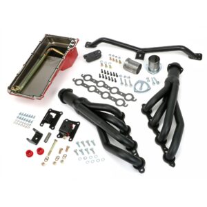 TRANS-DAPT PERFORMANCE PRODUCTS SWAP IN A BOX KIT-LS ENGINE INTO 67-72 2WD CHEVY/GMC TRUCKS AUTOMATIC TRANSMISSION WITH BLACK-MAXX COATED, MILD STEEL HEADERS
