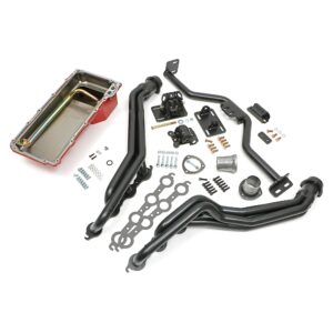 TRANS-DAPT PERFORMANCE PRODUCTS ENGINE SWAP IN A BOX KIT; CHEVY LS IN '82-04 S10/S15 WITH 4L60E/70E; 1-1/2 IN. LONG TUBE HEADERS; 3 IN. BALL COLLECTOR; INCLUDES HEADERS, OIL PAN, ENGINE MOUNTS, TRANSMISSION CROSSMEMBER- UNCOATED HEADERS