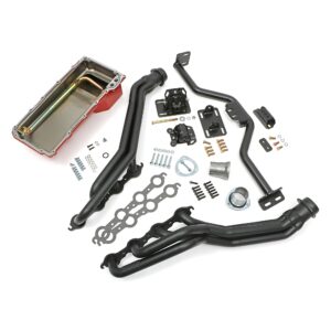 TRANS-DAPT PERFORMANCE PRODUCTS ENGINE SWAP IN A BOX KIT; CHEVY LS IN 1982-04 S10/S15/SONOMA/HOMBRE WITH 4L60E/70E (NOT FOR BLAZER/JIMMY); 1-1/2 IN. LONG TUBE HEADERS; 3 IN. BALL COLLECTOR; INCLUDES HEADERS, OIL PAN, ENGINE MOUNTS, TRANSMISSION CROSSMEMBER- BLACK MAXX CERAMIC HEADERS