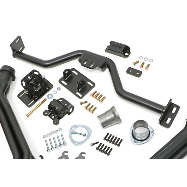 TRANS-DAPT PERFORMANCE PRODUCTS ENGINE SWAP IN A BOX KIT; CHEVY LS IN 1982-04 S10/S15/SONOMA/HOMBRE WITH 4L60E/70E (NOT FOR BLAZER/JIMMY); 1-1/2 IN. LONG TUBE HEADERS; 3 IN. BALL COLLECTOR; INCLUDES HEADERS, OIL PAN, ENGINE MOUNTS, TRANSMISSION CROSSMEMBER- BLACK MAXX CERAMIC HEADERS