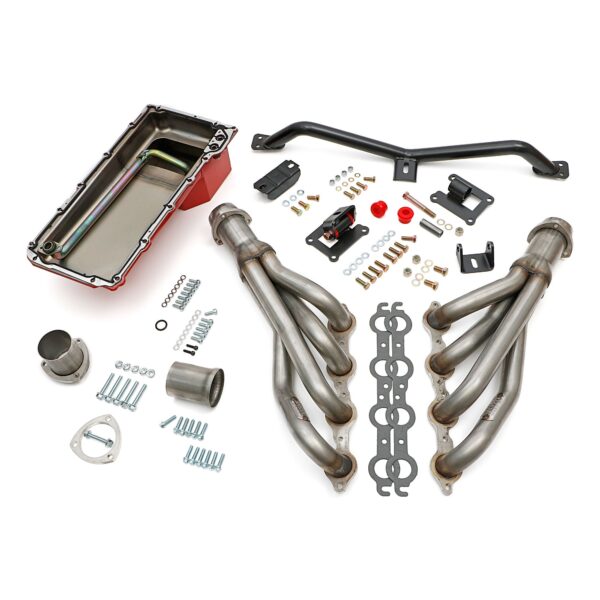 TRANS-DAPT PERFORMANCE PRODUCTS SWAP IN A BOX KIT-LS ENGINE INTO 67-72 2WD CHEVY/GMC TRUCKS AUTOMATIC TRANSMISSION W/RAW T304 STANLESS STEEL HEADERS