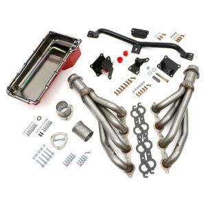 TRANS-DAPT PERFORMANCE PRODUCTS SWAP IN A BOX KIT-LS ENGINE INTO 73-87 2WD CHEVY/GMC TRUCKS & 73-91 2WD GM SUVS AUTOMATIC TRANSMISSION WTH RAW T304 STANLESS STEEL HEADERS HEADERS