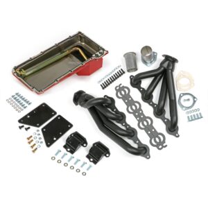 TRANS-DAPT PERFORMANCE PRODUCTS 64-67 CHEVELLE, MALIBU, EL CAMINO LS SWAP IN A BOX KIT; CHEVROLET A-BODY ONLY-BLACK MAXX HEADERS