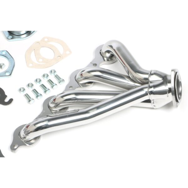 TRANS-DAPT PERFORMANCE PRODUCTS 64-67 CHEVELLE, MALIBU, EL CAMINO LS SWAP IN A BOX KIT; CHEVROLET A-BODY ONLY-HTC POLISHED SILVER CERAMIC COATED, MILD STEEL HEADERS (SUPERCEDES #45922)