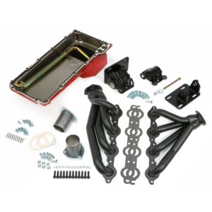 TRANS-DAPT PERFORMANCE PRODUCTS ENGINE SWAP IN A BOX KIT; LS ENGINE INTO 82-04 2WD S10/S15; AUTO/MANUAL TRANSMISSION; BLACK MAXX BLACK CERAMIC COATED HEADERS