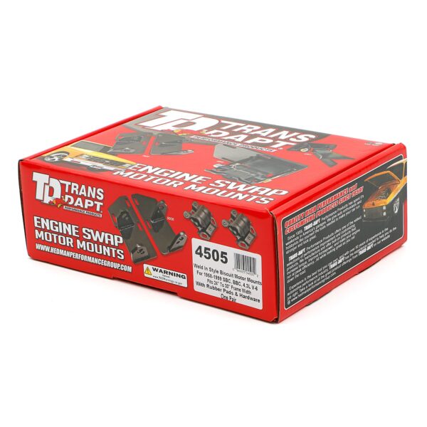TRANS-DAPT PERFORMANCE PRODUCTS WELD-IN, BISCUIT STYLE MOTOR MOUNTS. FOR 396-454 BB CHEVY WITH 24 IN.-30 IN. FRAMERAILS
