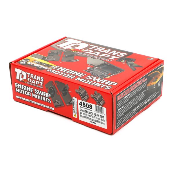 TRANS-DAPT PERFORMANCE PRODUCTS BOLT-IN, BISCUIT STYLE MOTOR MOUNTS. FOR 396-454 BB CHEVY WITH 27 IN.-33 IN. FRAMERAILS