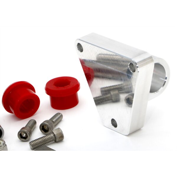 TRANS-DAPT PERFORMANCE PRODUCTS PREMIUM, BILLET ALUMINUM ENGINE MOUNT KIT WITH POLYURETHANE BUSHINGS AND STARTER FRAME BRACKETS; FITS SB CHEVY 283-400 (GEN 1/II) AND BB CHEVY 396-502 (MARK IV/GEN 5) ENGINES (ONE PAIR)