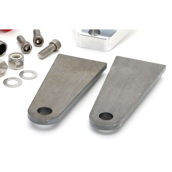 TRANS-DAPT PERFORMANCE PRODUCTS PREMIUM, BILLET ALUMINUM ENGINE MOUNT KIT WITH POLYURETHANE BUSHINGS AND STARTER FRAME BRACKETS; FITS SB CHEVY 283-400 (GEN 1/II) AND BB CHEVY 396-502 (MARK IV/GEN 5) ENGINES (ONE PAIR)