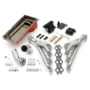 TRANS-DAPT PERFORMANCE PRODUCTS ENGINE SWAP IN A BOX KIT; LS IN '68-72 CHEVELLE, EL CAMINO (RELATED A-BODIES) WITH 4L60E/70E; 1-3/4 IN. MID-LENGTH HEADERS; 3 IN. COLLECTOR; INCLUDES HEADERS, OIL PAN, ENGINE MOUNTS- HTC SILVER CERAMIC HEADERS